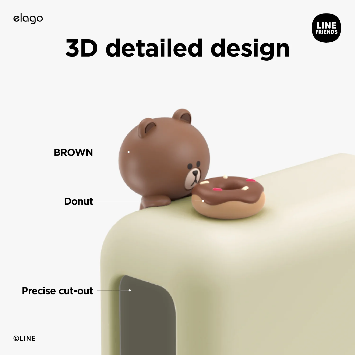 LINE FRIENDS | elago Brown MacBook Charger Cover - Image 6