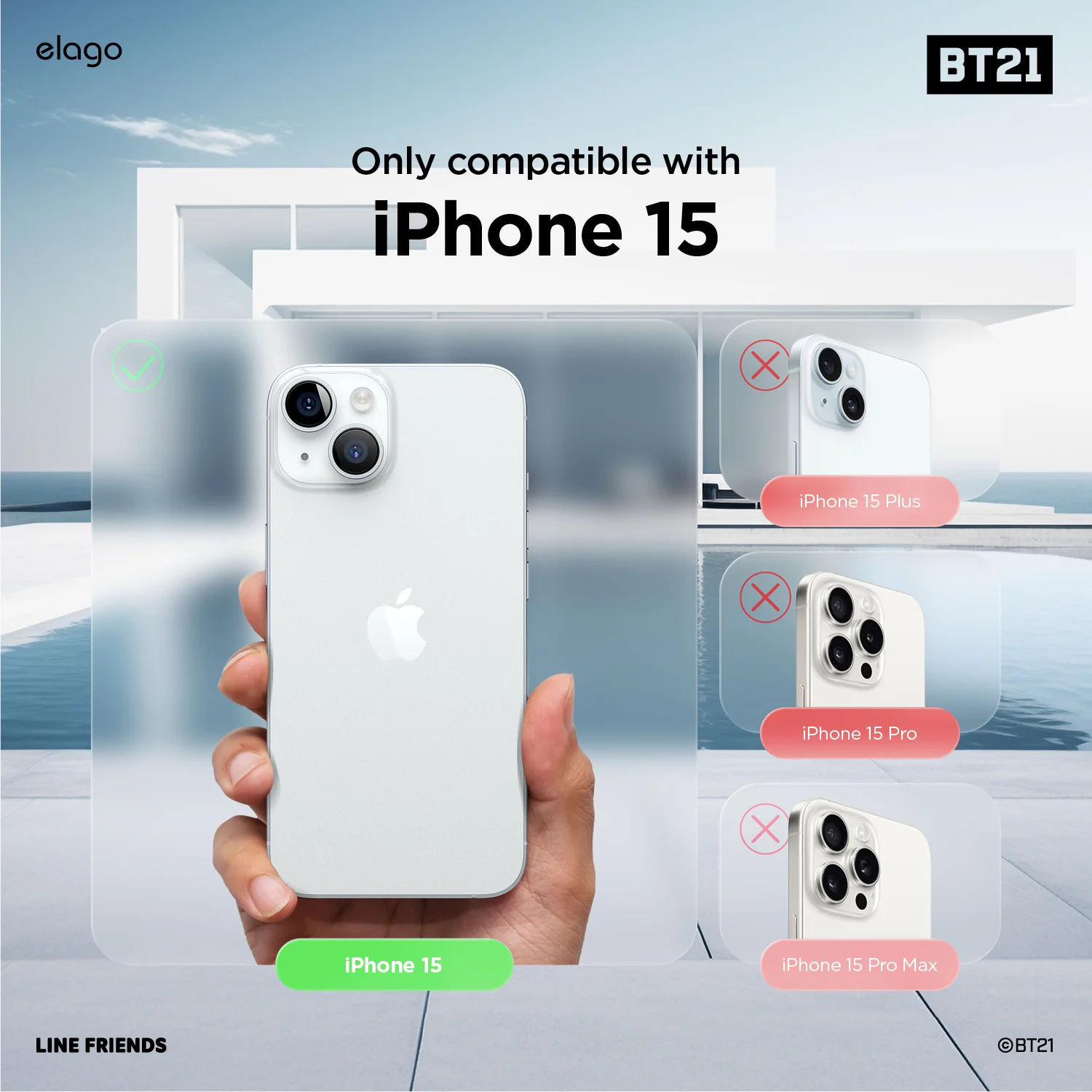 BT21 | elago Hope in Love Hybrid Case for iPhone 15 - Image 3