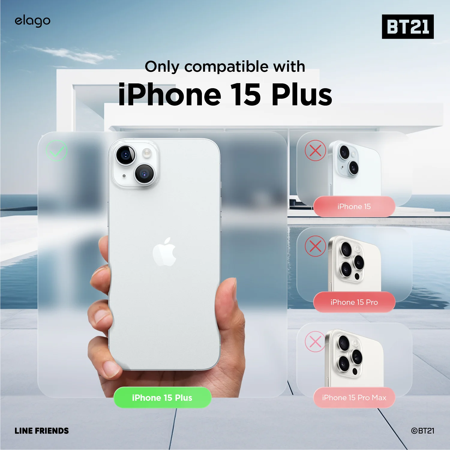 BT21 | elago Hope in Love Hybrid Case for iPhone 15 Plus - Image 3