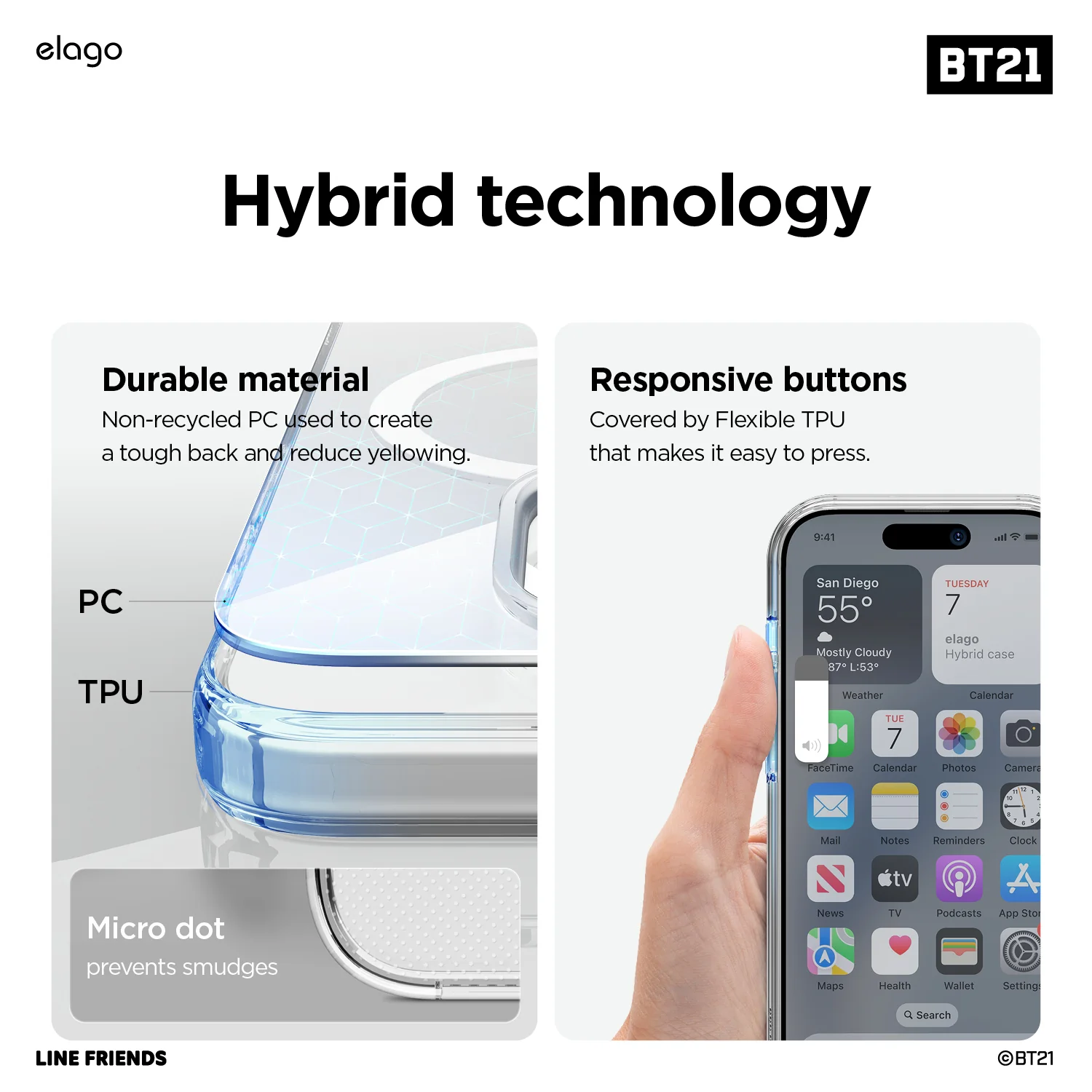 BT21 | elago Hope in Love Hybrid Case for iPhone 15 Pro - Image 7