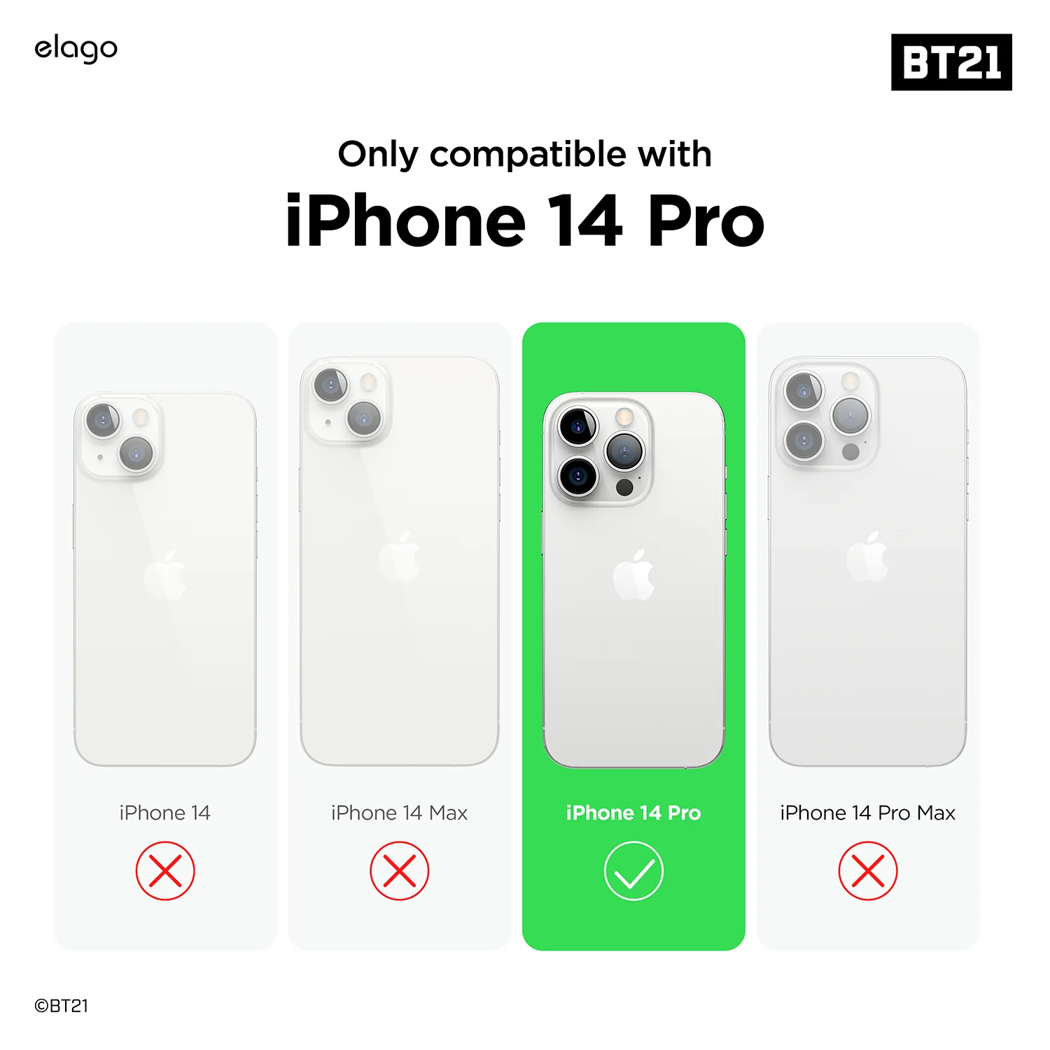 BT21 | elago Minini Dual Case for iPhone 14 Pro - Image 4