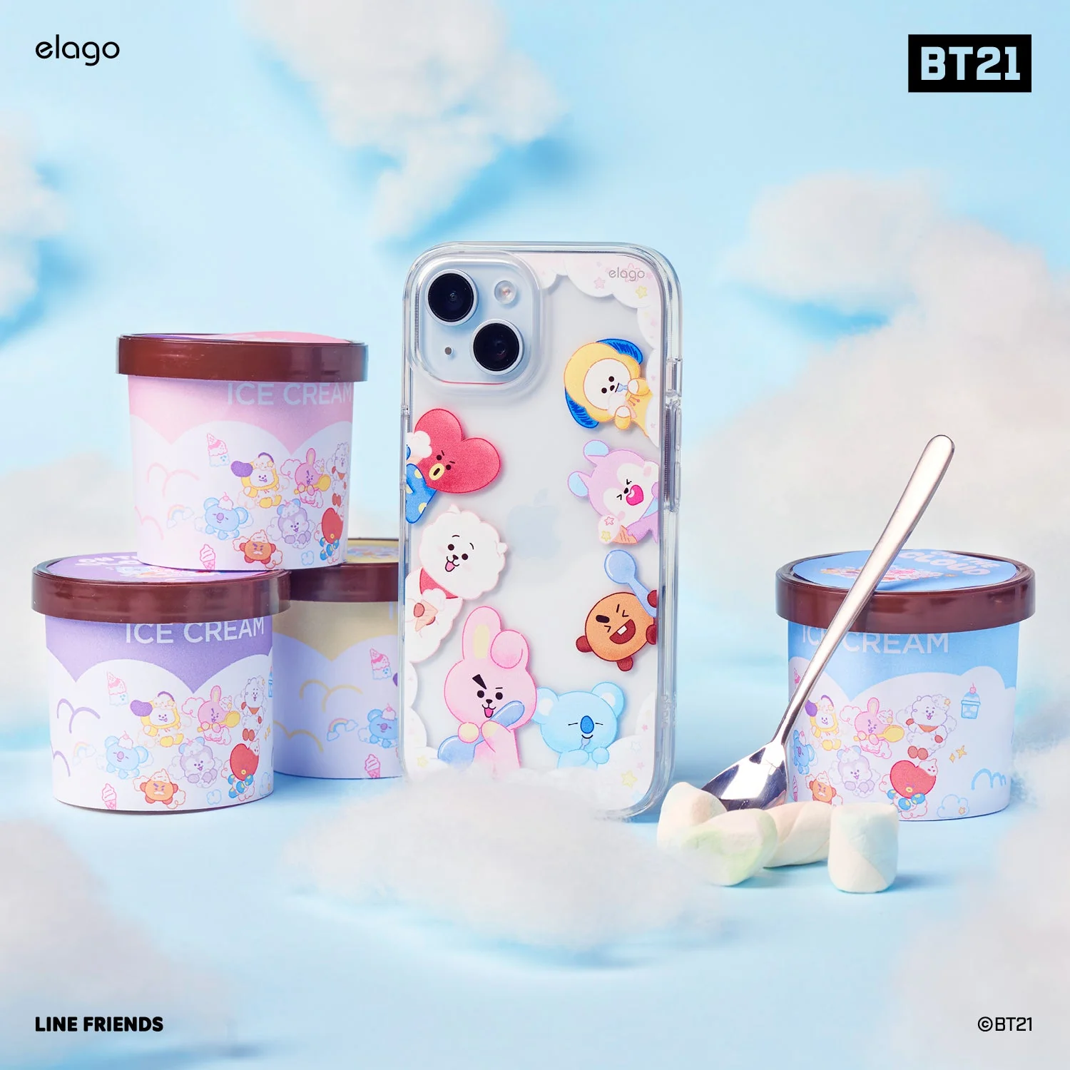 BT21 | elago On the Cloud Hybrid Case for iPhone 15 Plus - Image 7