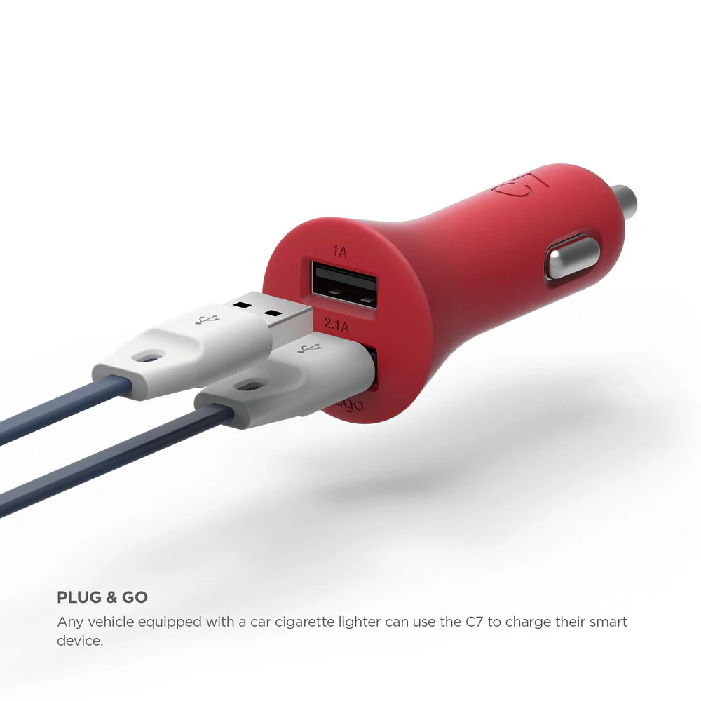 C7 3.1 Amp (2.1 Amp + 1.0 Amp) Dual USB Car Charger - Image 4