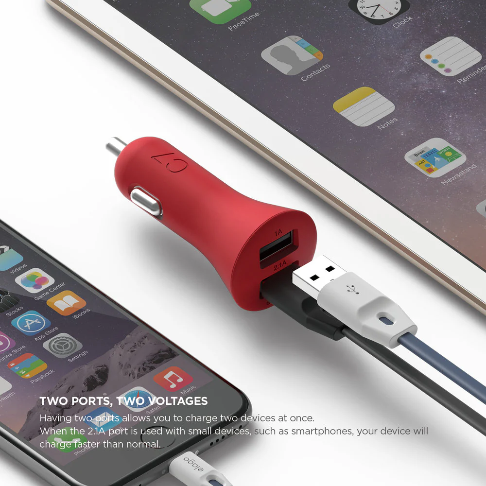 C7 3.1 Amp (2.1 Amp + 1.0 Amp) Dual USB Car Charger - Image 5