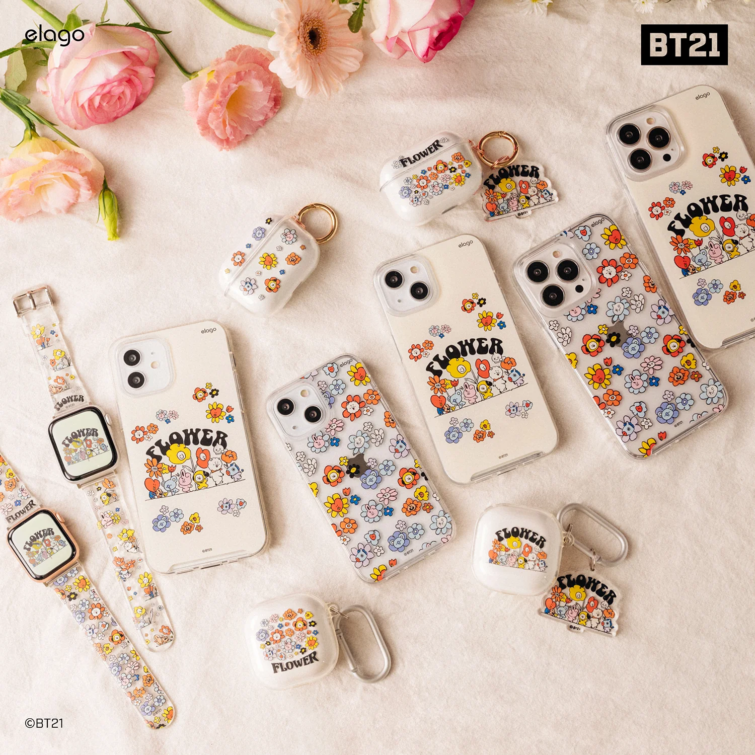 BT21 | elago Flower Case for iPhone 13 Mini - Image 3