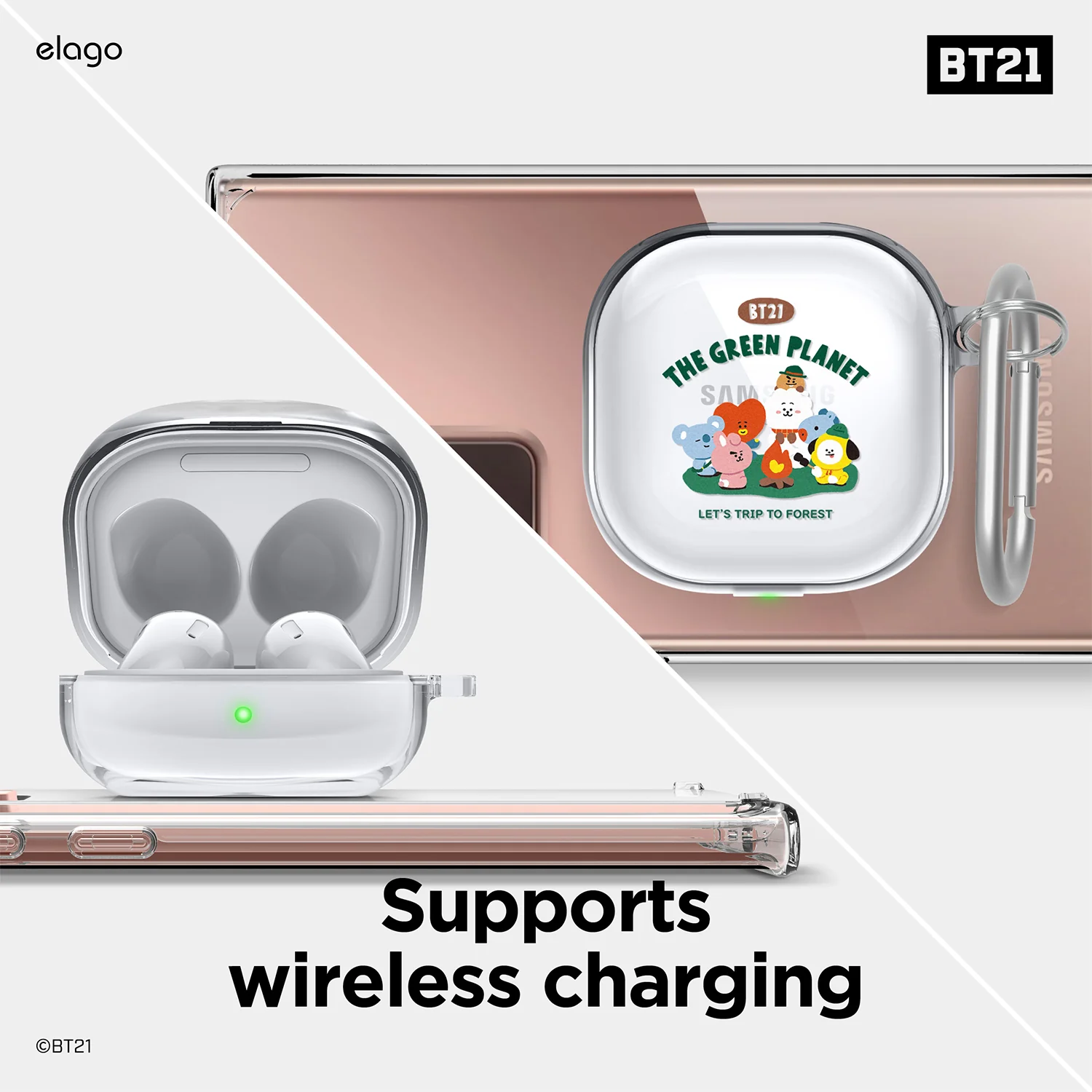 BT21 | elago Green Planet Case for Galaxy Buds - Image 8