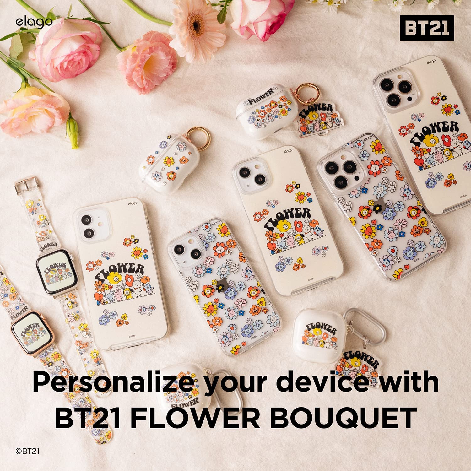 BT21 | elago Flower Clear Case [2 Styles] - Image 3