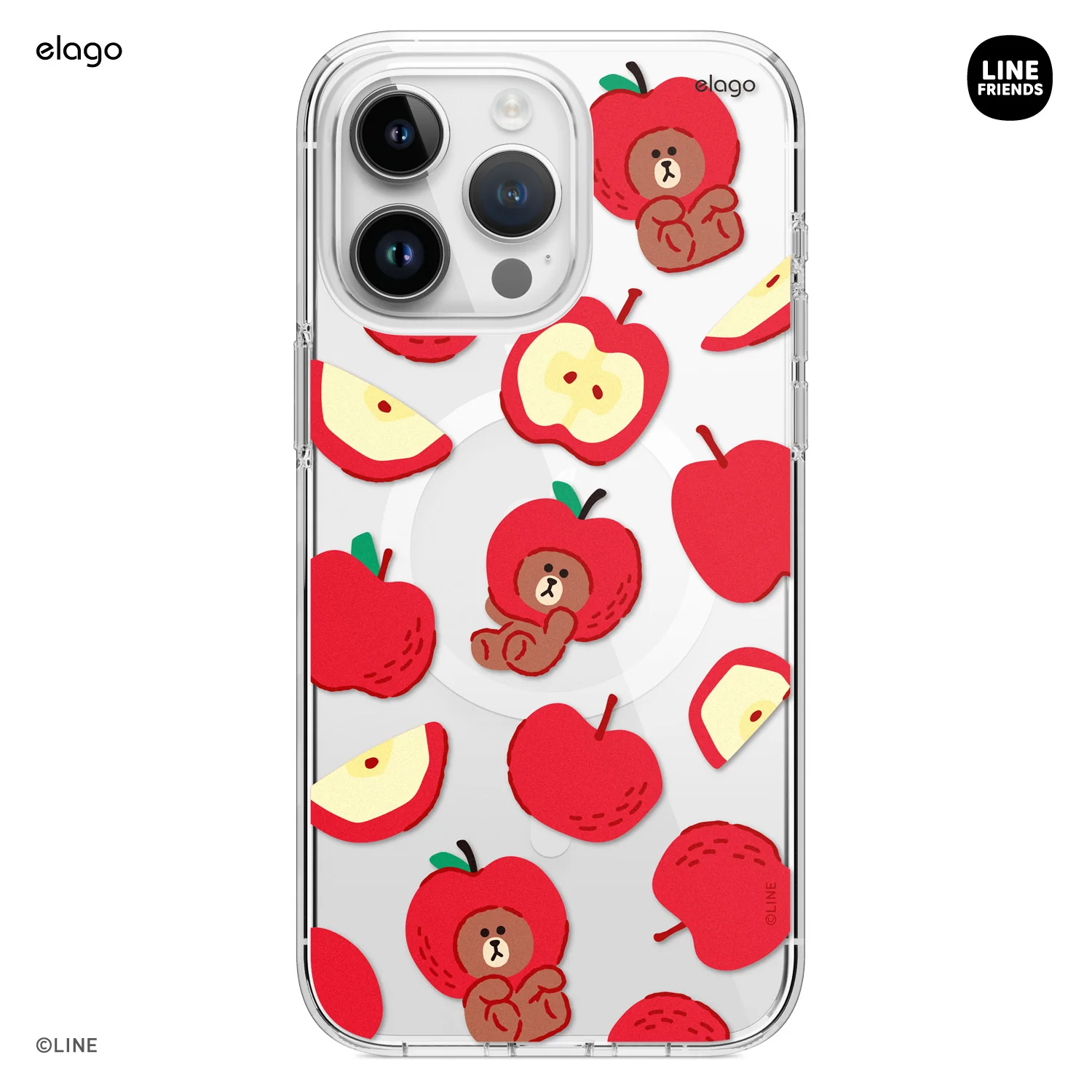 LINE FRIENDS | elago B&F Fruit Shop MagSafe Hybrid Case for iPhone 15 Pro Max