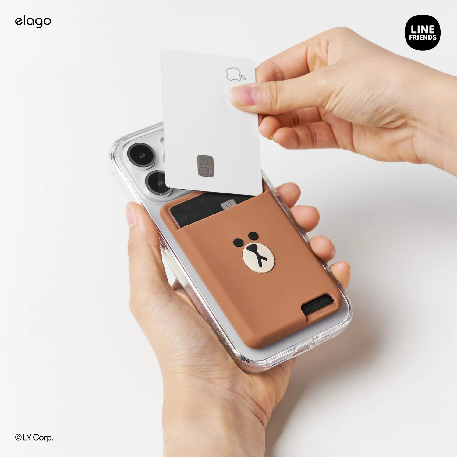LINE FRIENDS | elago MagSafe Wallet Card Pocket [BROWN] - Image 10