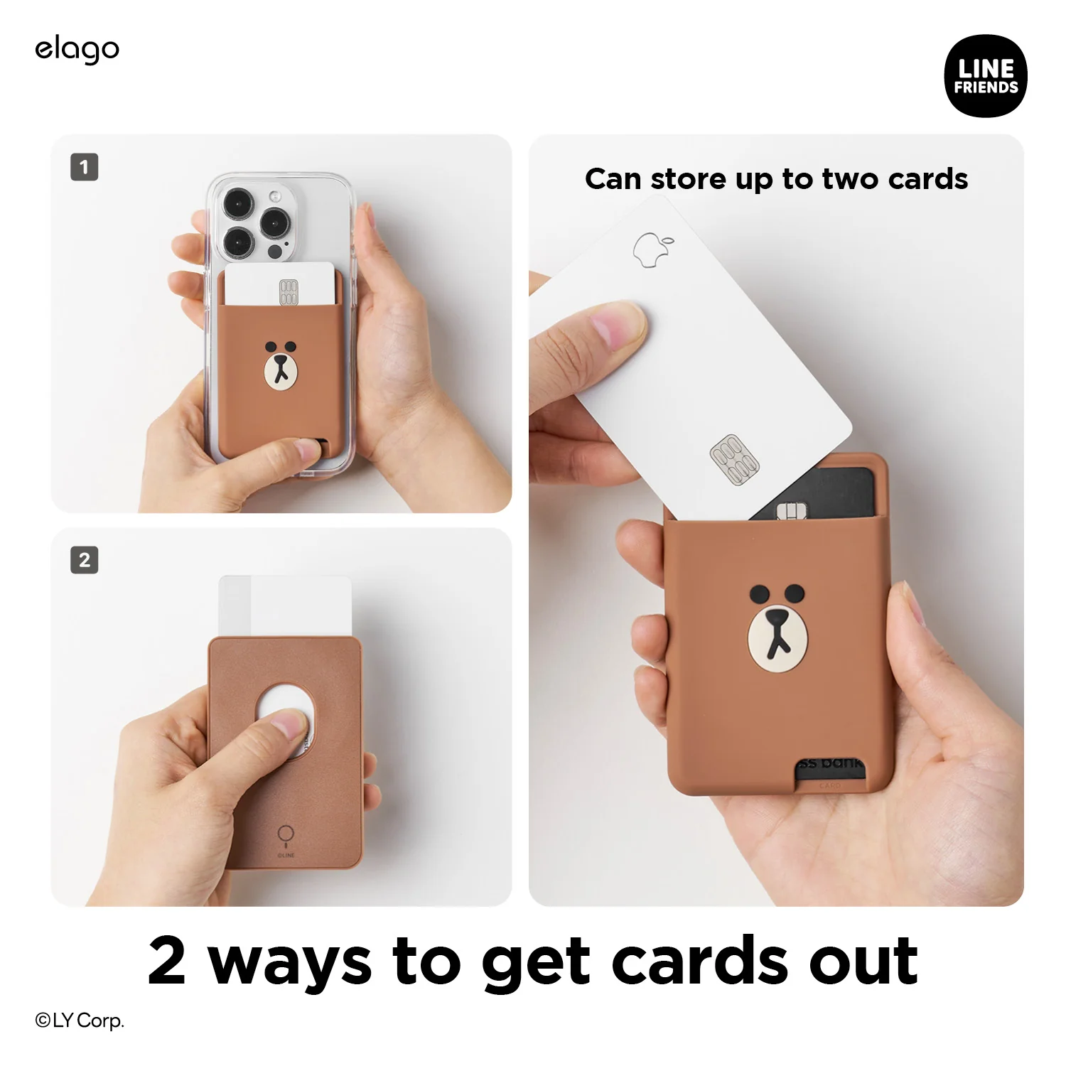 LINE FRIENDS | elago MagSafe Wallet Card Pocket [BROWN] - Image 8
