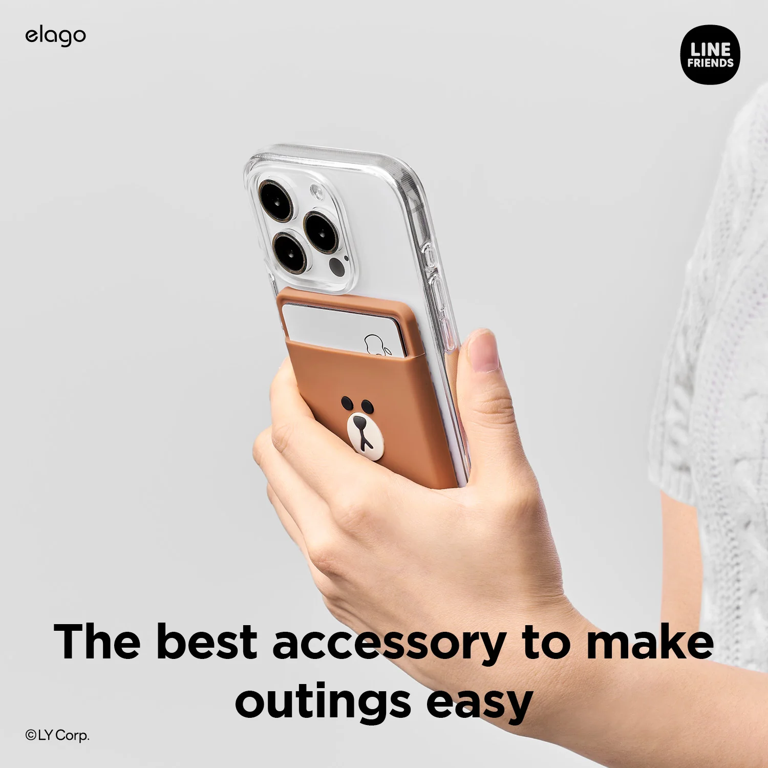 LINE FRIENDS | elago MagSafe Wallet Card Pocket [BROWN] - Image 9