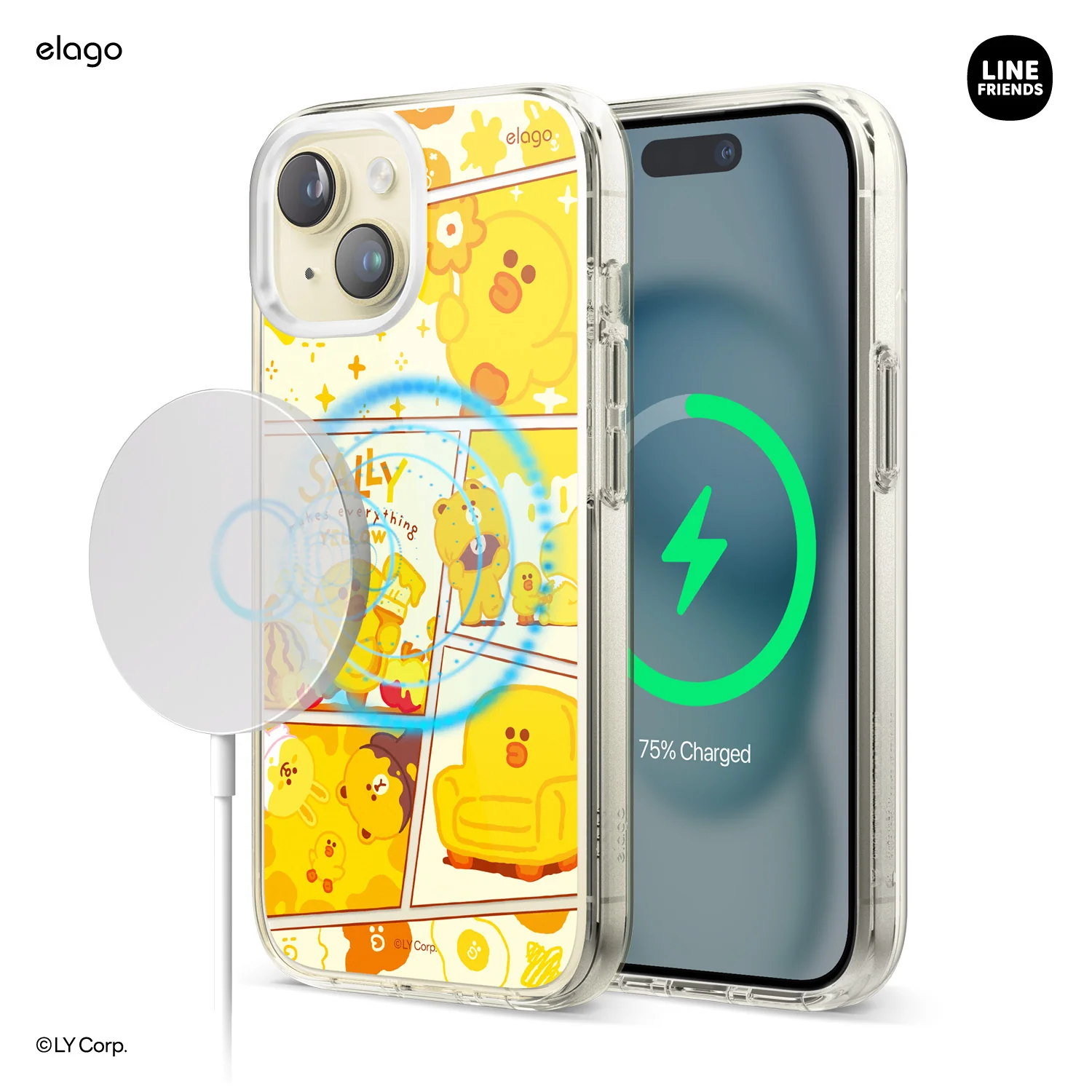 LINE FRIENDS | elago MagSafe Yellow Sally Case for iPhone 15