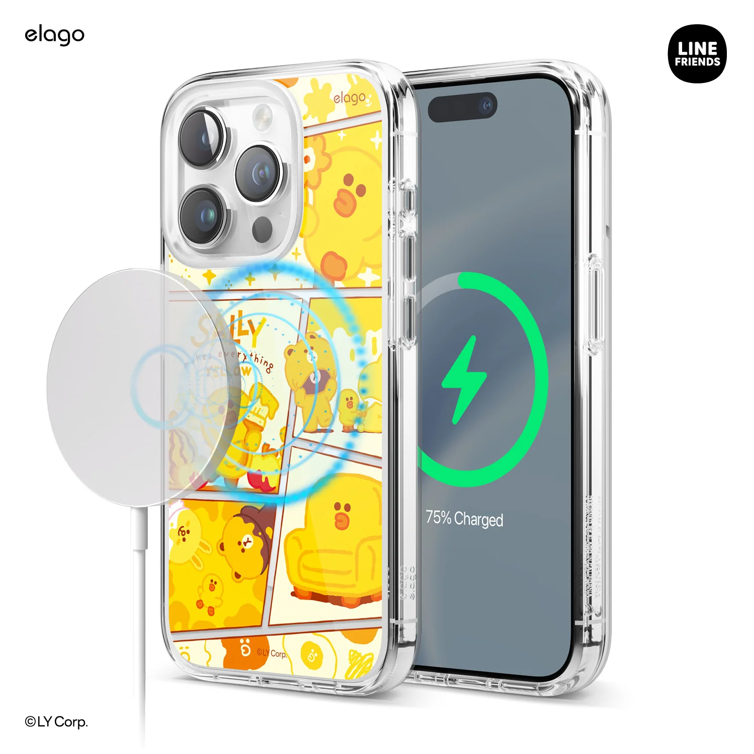 LINE FRIENDS | elago MagSafe Yellow Sally Case for iPhone 15 Pro