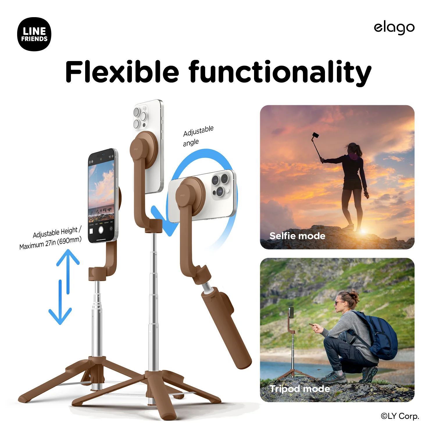 LINE FRIENDS | Magnetic Selfie Stick [BROWN] - Image 5